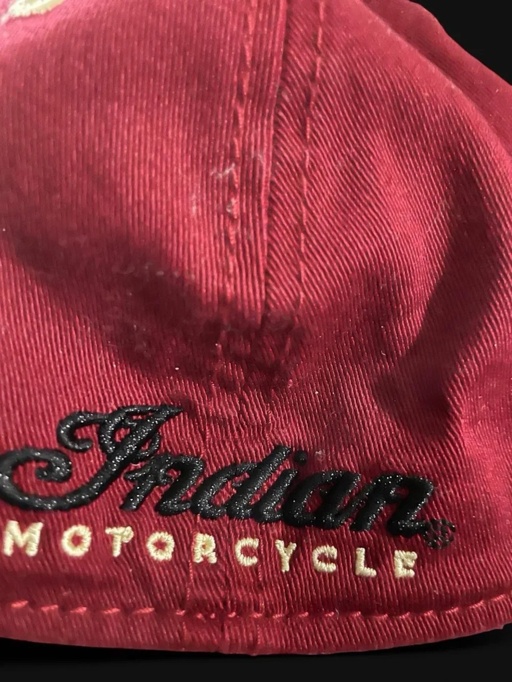 Indiana Glass Red and Black Embroidered Motorcycle Cap